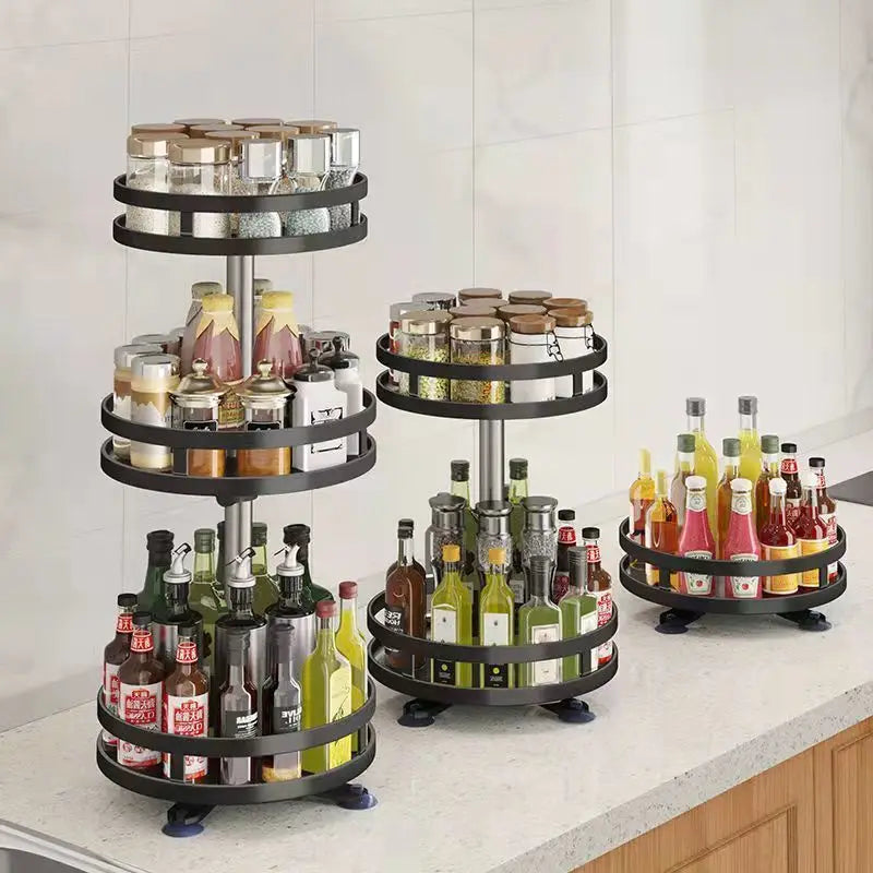 Tour de Rangement Rotative 360° — Organiseur Multi-Niveaux Cuisine