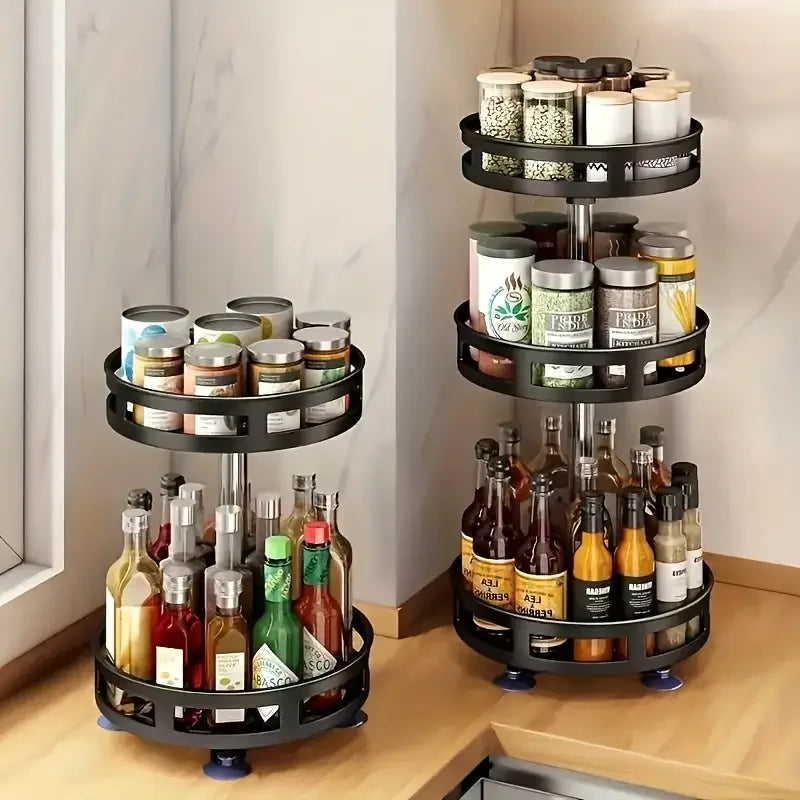 Tour de Rangement Rotative 360° — Organiseur Multi-Niveaux Cuisine