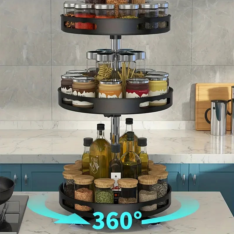 Tour de Rangement Rotative 360° — Organiseur Multi-Niveaux Cuisine