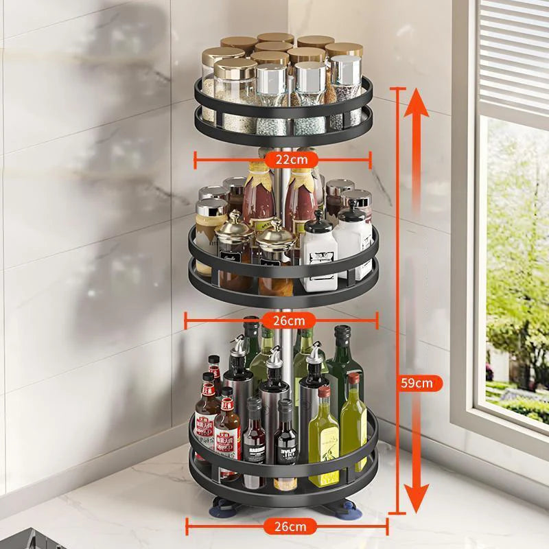 Tour de Rangement Rotative 360° — Organiseur Multi-Niveaux Cuisine