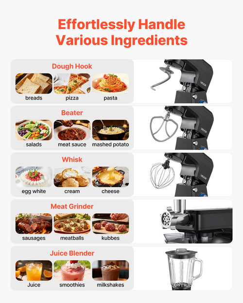 Robot Pâtissier Électrique 7,8L 1500W Multifonction