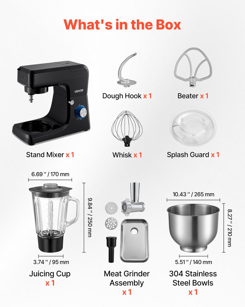 Robot Pâtissier Électrique 7,8L 1500W Multifonction