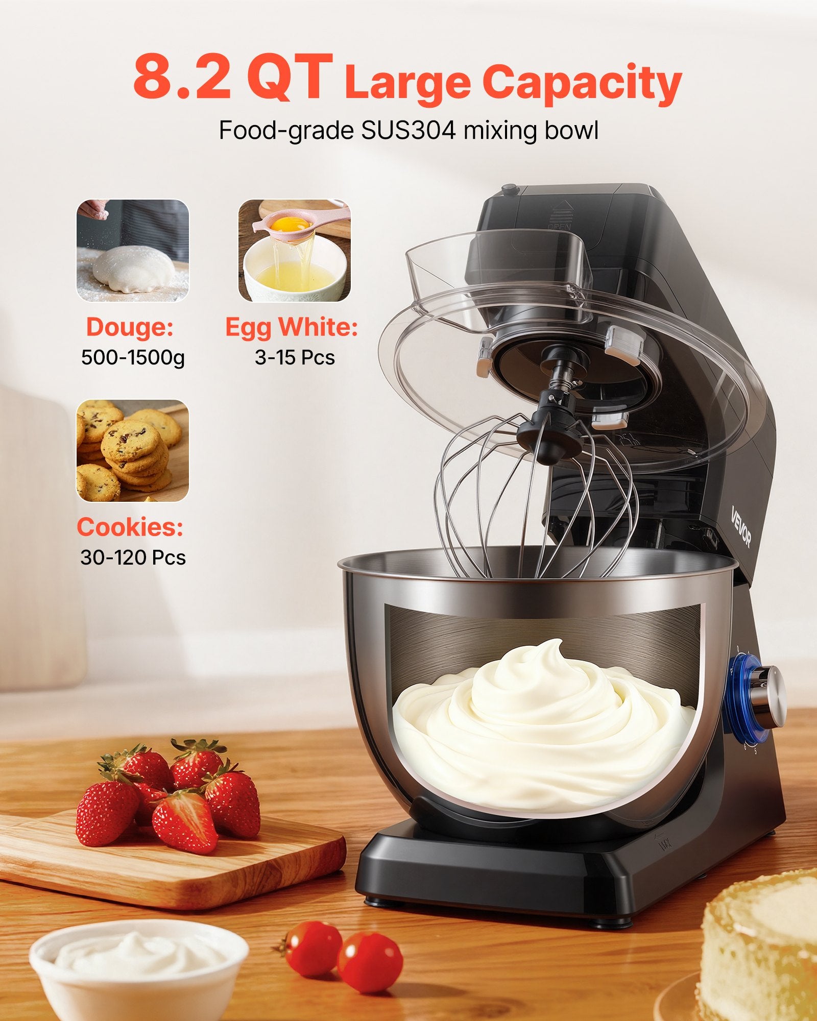 Robot Pâtissier Électrique 7,8L 1500W Multifonction
