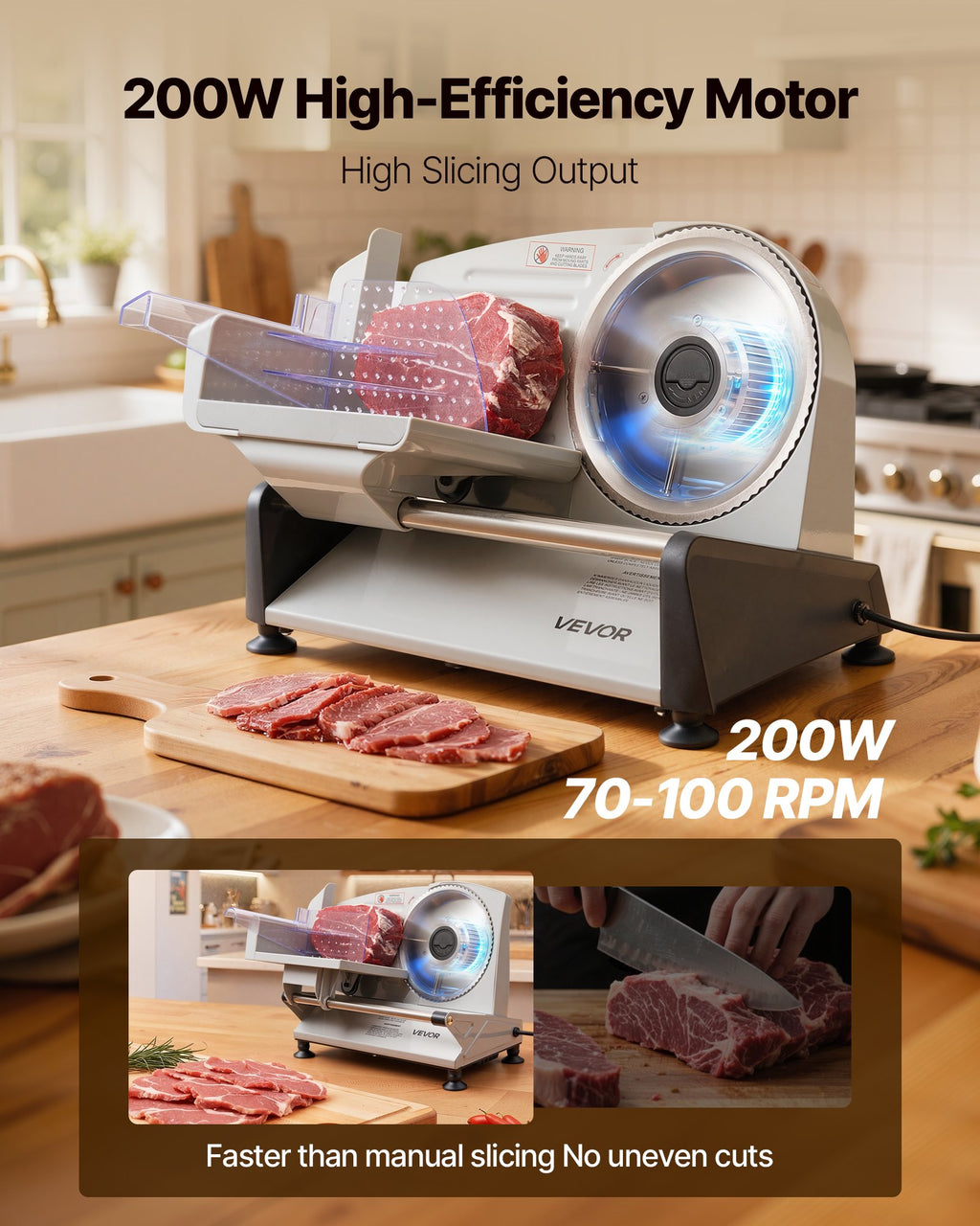 Trancheuse à Viande Électrique 200W