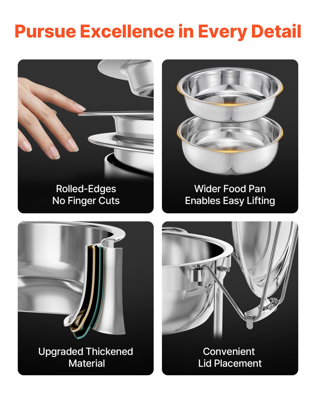 Set de 4 Chafing Dish Buffet Inox 5L