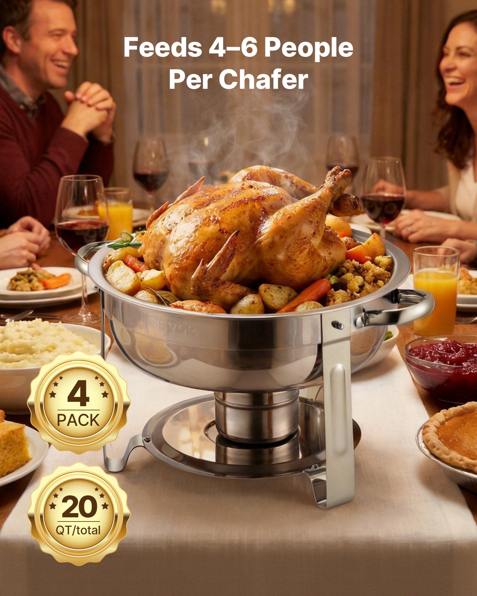 Set de 4 Chafing Dish Buffet Inox 5L
