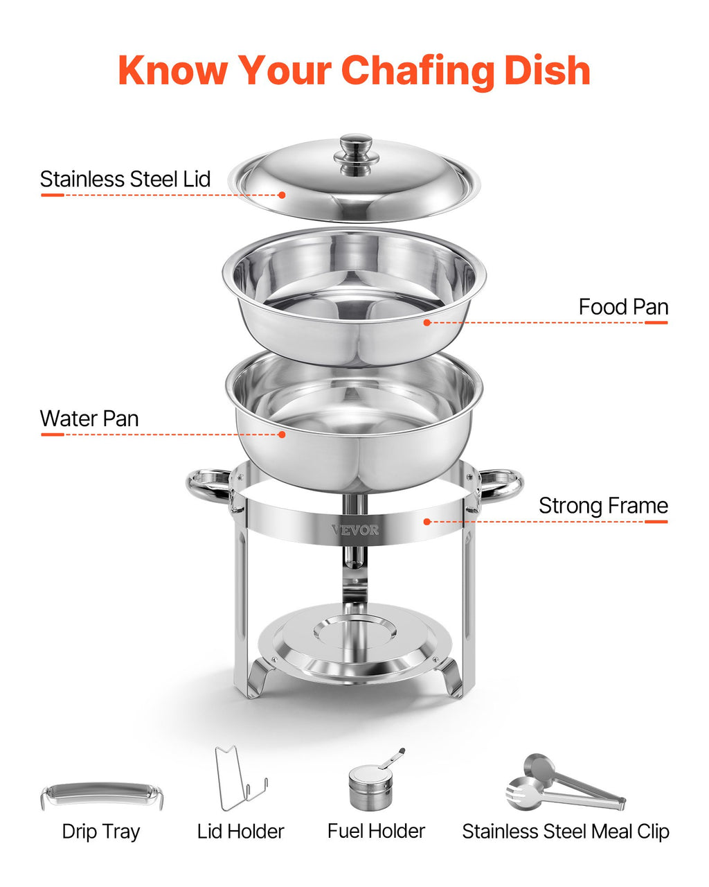 Set de 4 Chafing Dish Buffet Inox 5L