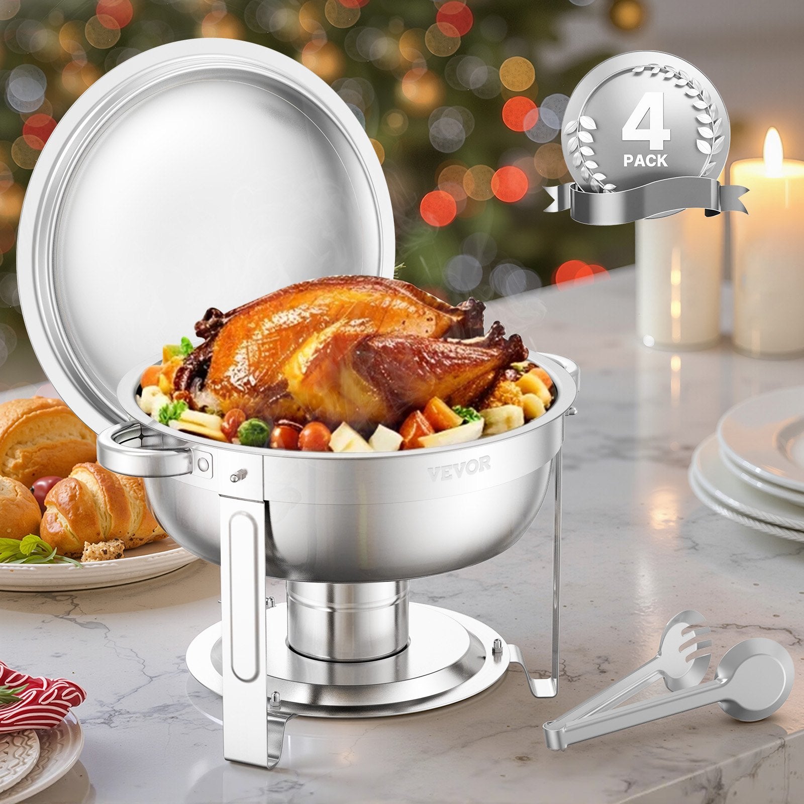 Set de 4 Chafing Dish Buffet Inox 5L